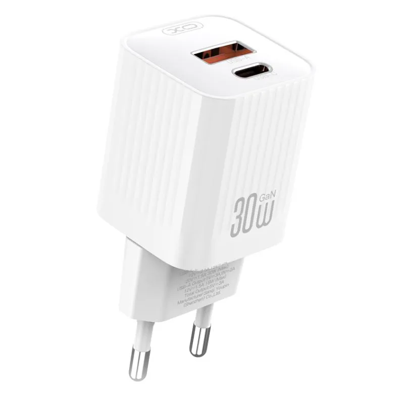 Caricatore da rete XO Design L149, 30W, 3A, 1 x USB-A - 1 x USB-C, Bianco - immagine 1