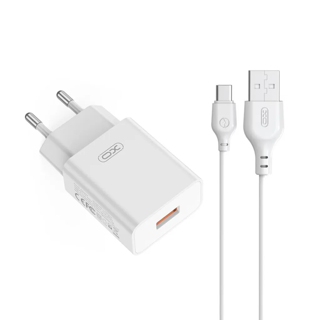 Caricatore da Rete con Cavo USB-C XO Design L127, 18W, 3A, 1 x USB-A, Bianco - immagine 1
