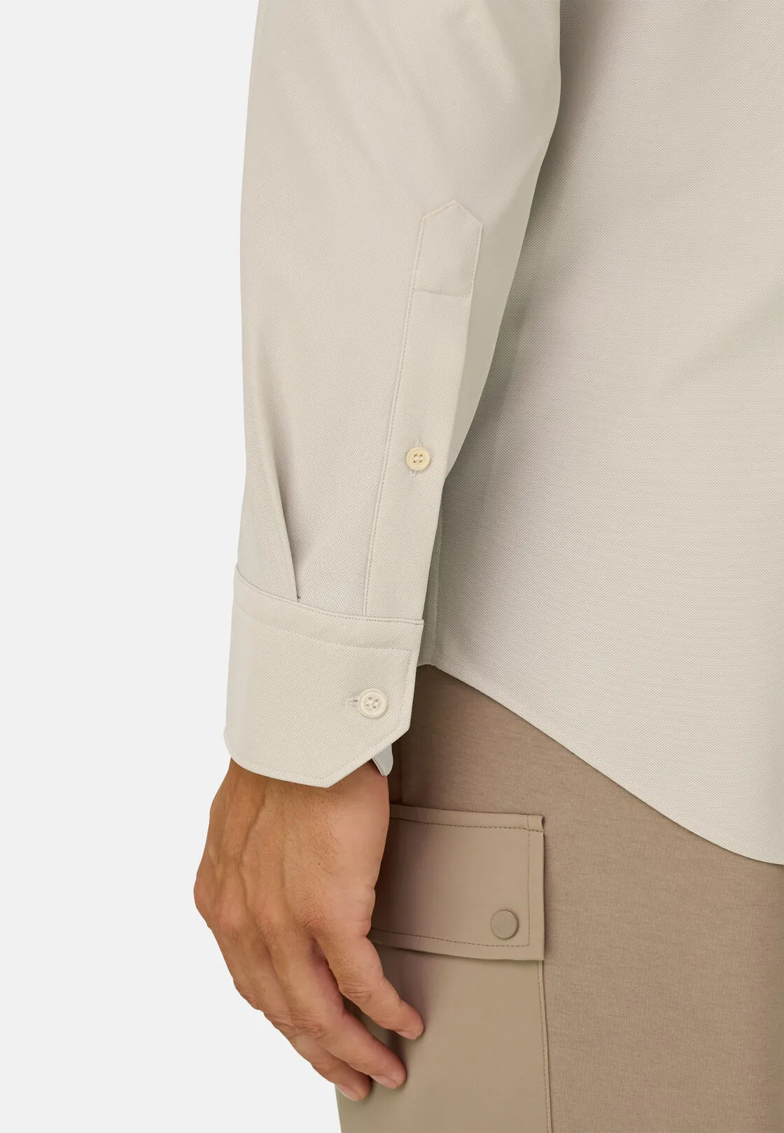 Boggi, Camicia In Nylon Elasticizzato B Tech Slim Fit, Uomo, Beige, Taglia: XXL - immagine 3