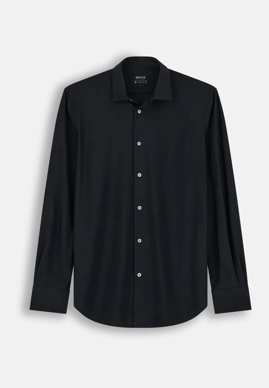 Boggi, Camicia In Nylon Elasticizzato Slim Fit, Donna, Nero, Taglia: S - immagine 6