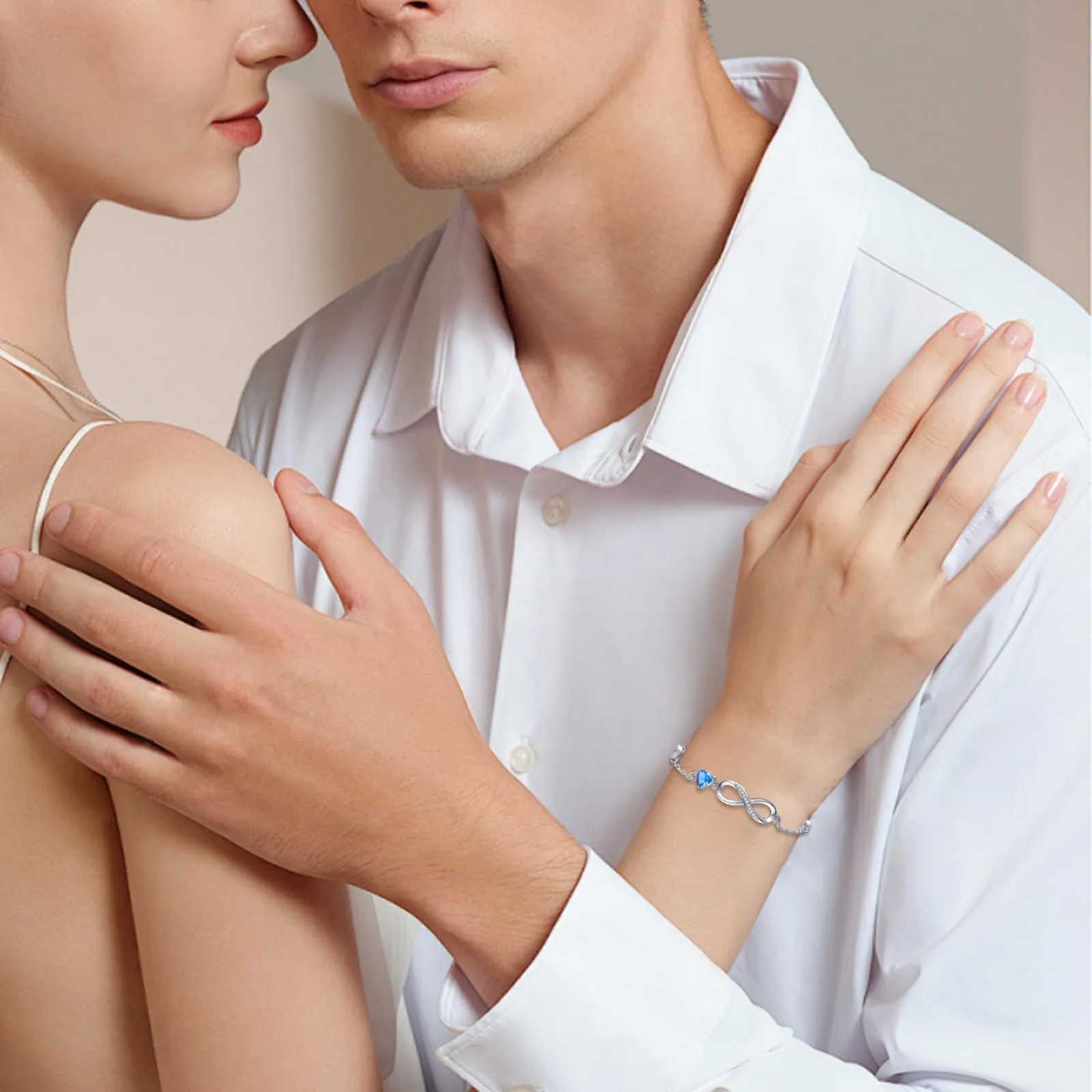 Tusuzik Bracciale Argento 925 Donna Infinito con Cuore Zirconi - immagine 2