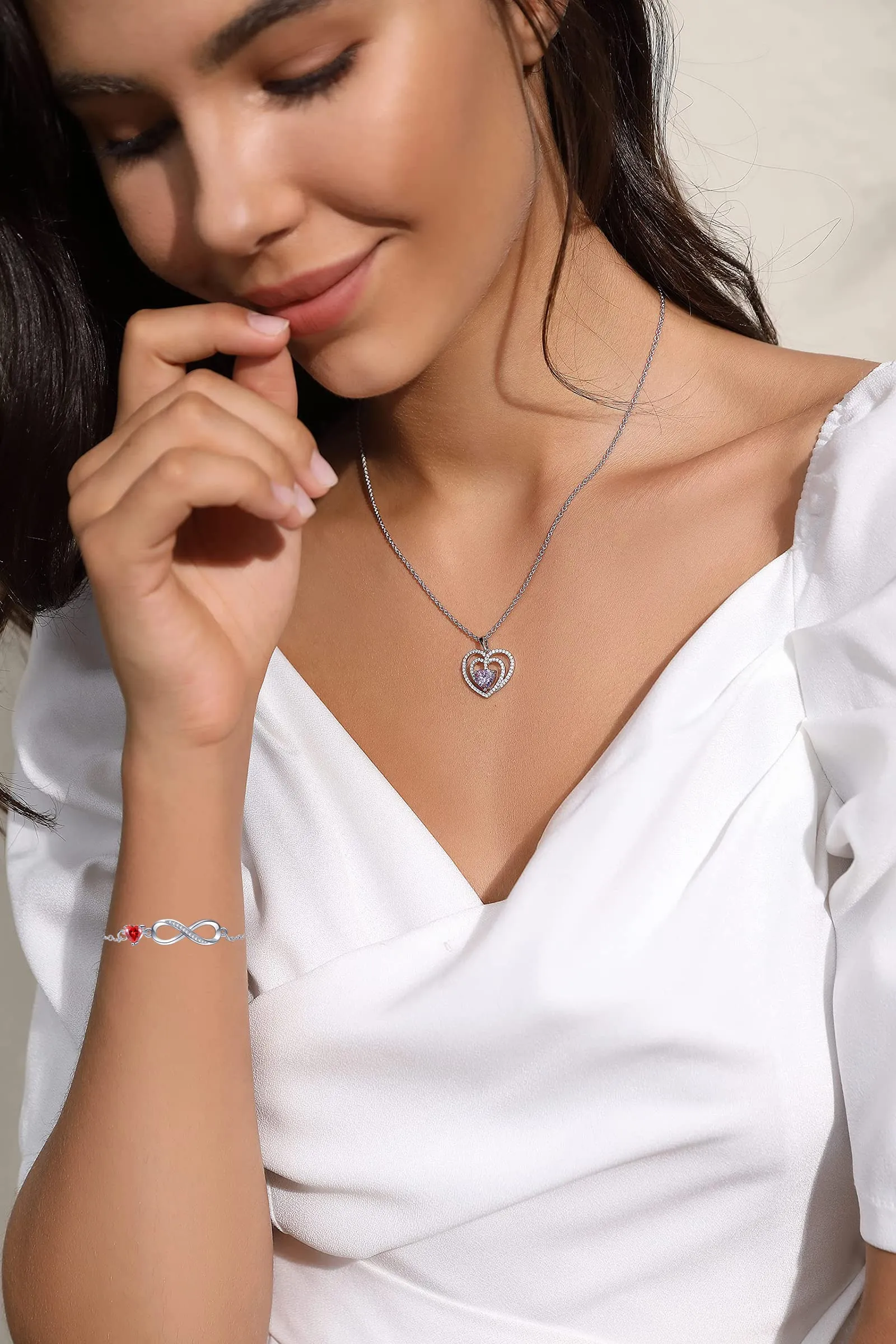 Tusuzik Bracciale Argento 925 Donna Infinito con Cuore Zirconi - immagine 2