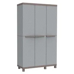 C RATTAN 102A Armadio plastica 3 Ante battenti Grigio e Tortora (100cm) Mobile KIT - immagine 1