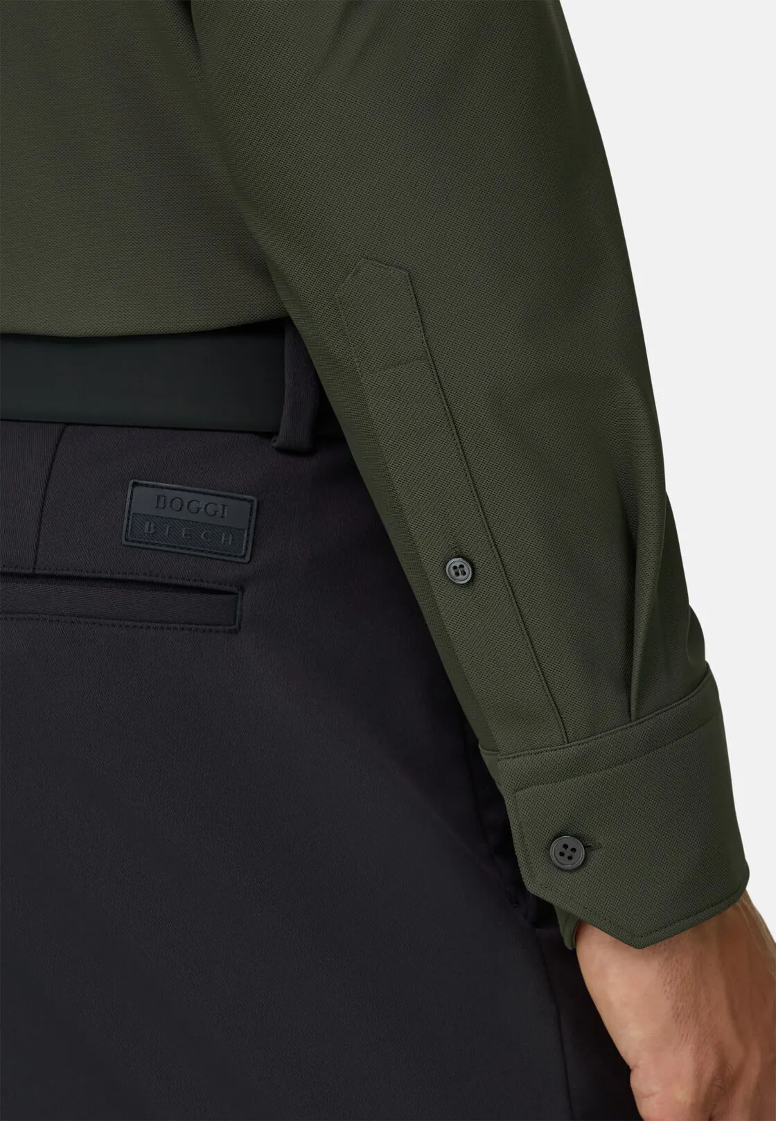 Boggi, Camicia In Nylon Elasticizzato B Tech Slim Fit, Uomo, Militare, Taglia: L - immagine 3