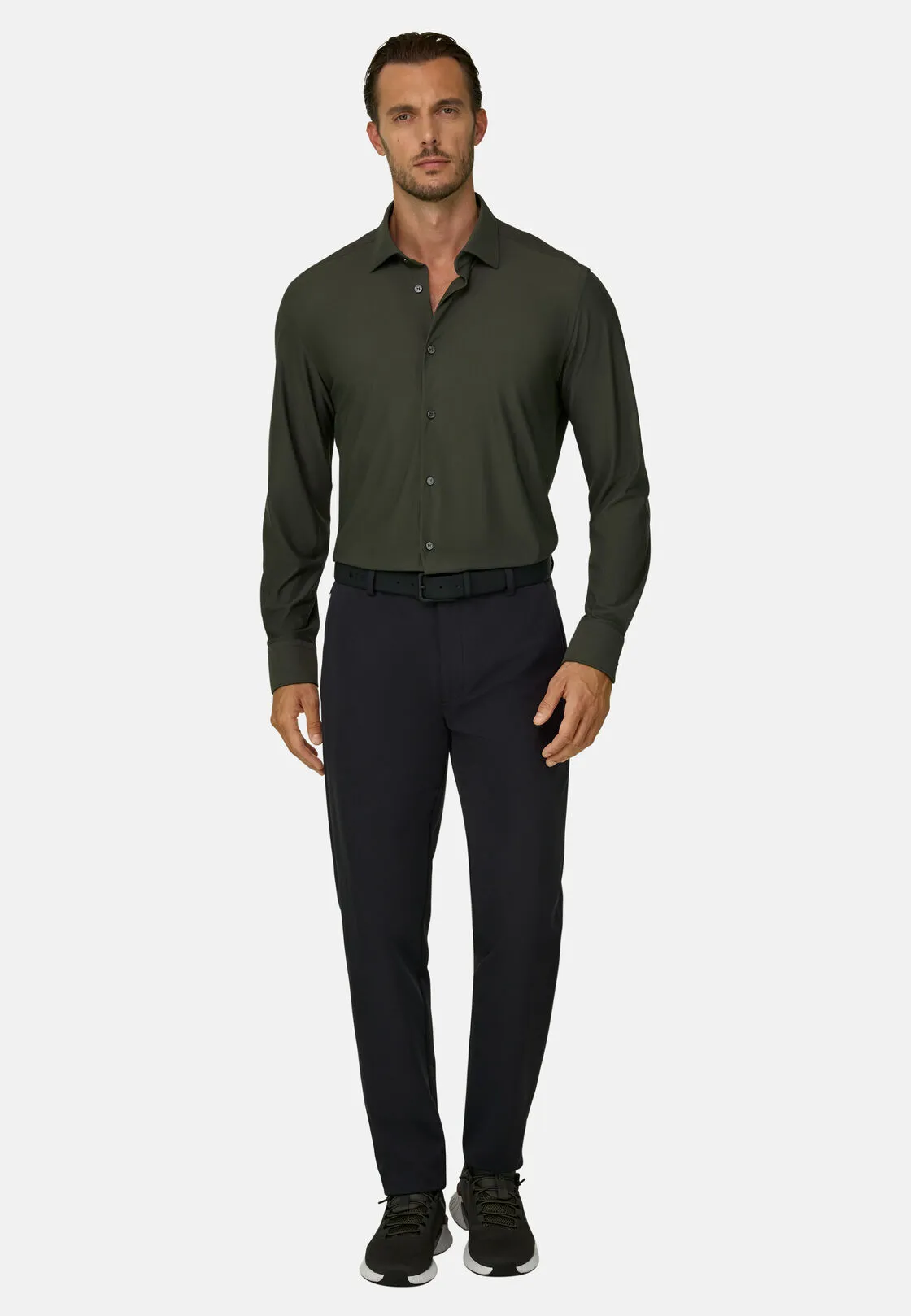 Boggi, Camicia In Nylon Elasticizzato B Tech Slim Fit, Uomo, Militare, Taglia: S - immagine 2