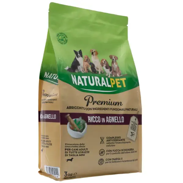 NaturalPet Premium Adult Mini Agnello 3 kg - Crocchette naturali cane - immagine 1
