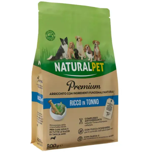 NaturalPet Premium Adult Mini Tonno 800 gr - Crocchette naturali cane - immagine 1