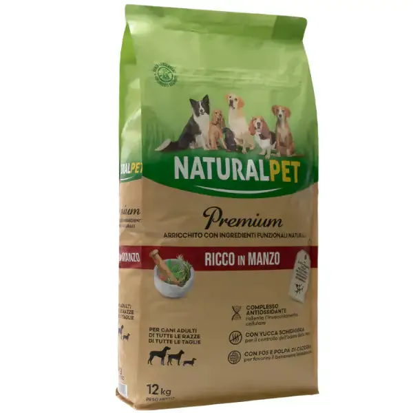 NaturalPet Premium Adult All Breeds Manzo 12 kg - Crocchette naturali cane - immagine 1