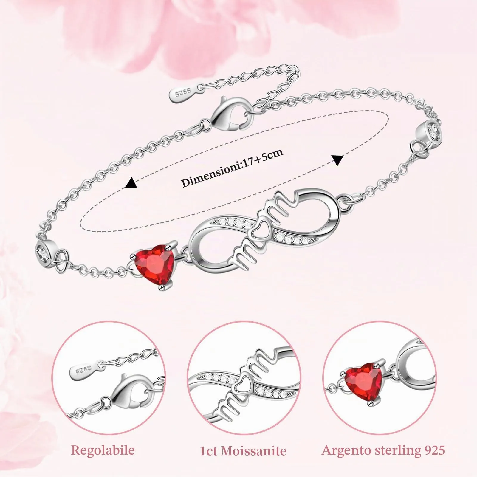 Tusuzik Idee Regalo Mamma Bracciale Donna Argento 925 Idee Regalos Originali Compleanno Regalo Festa Della Mamma - immagine 3