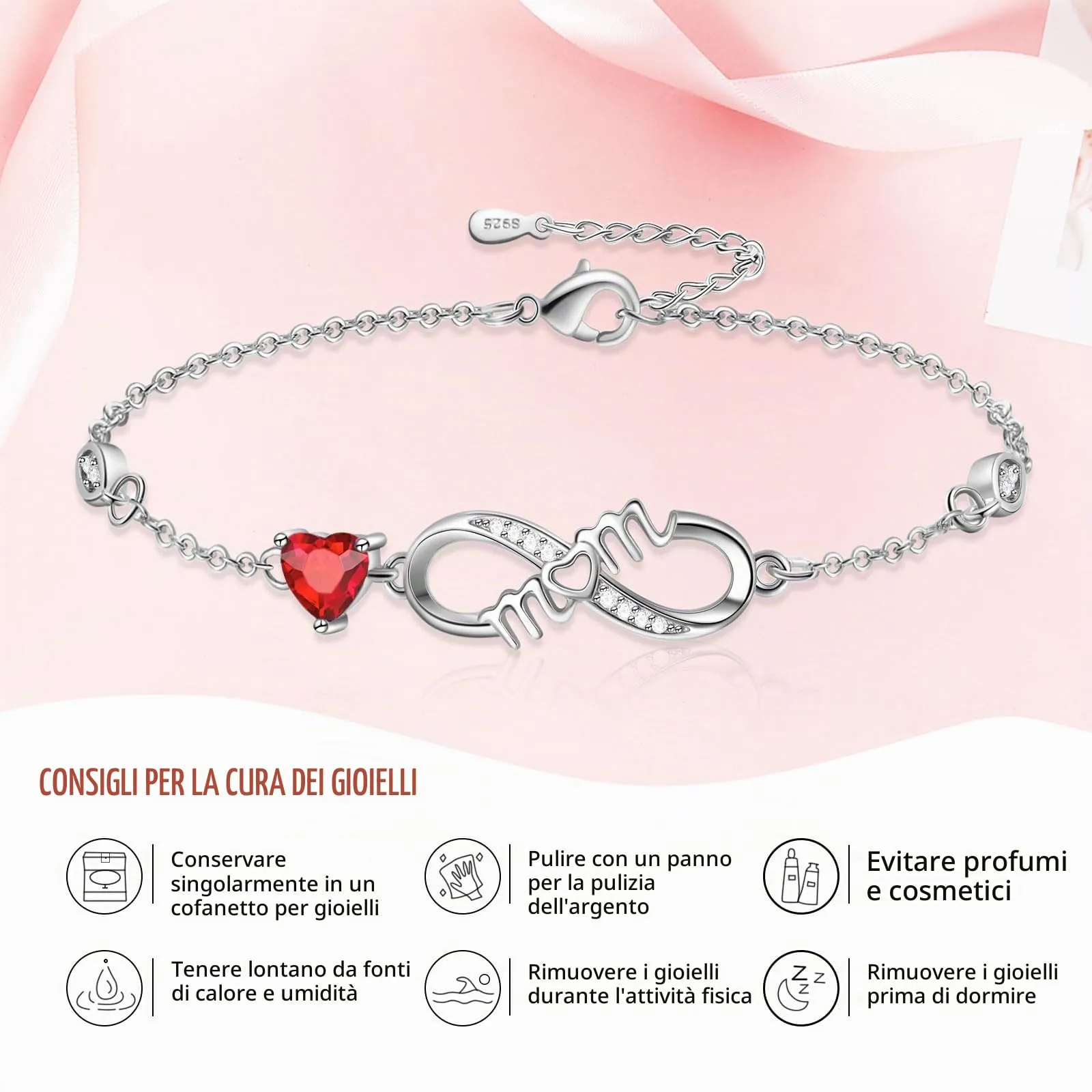 Tusuzik Idee Regalo Mamma Bracciale Donna Argento 925 Idee Regalos Originali Compleanno Regalo Festa Della Mamma - immagine 6