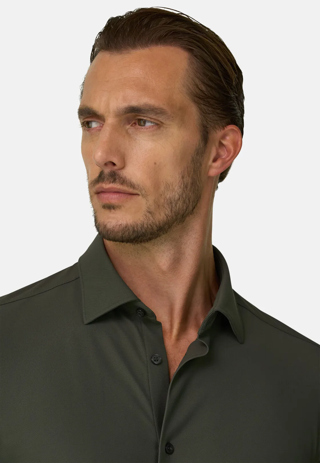 Boggi, Camicia In Nylon Elasticizzato B Tech Slim Fit, Uomo, Militare, Taglia: XL - immagine 4