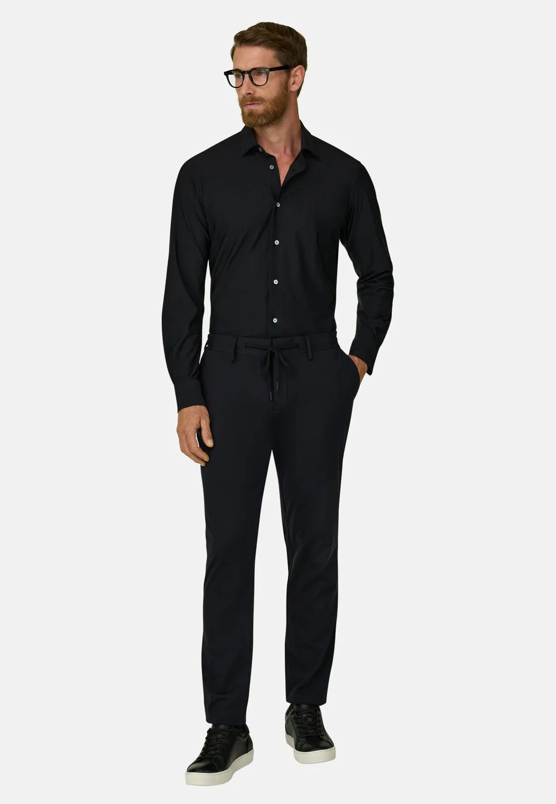 Boggi, Camicia In Nylon Elasticizzato Slim Fit, Donna, Nero, Taglia: XXXL - immagine 2