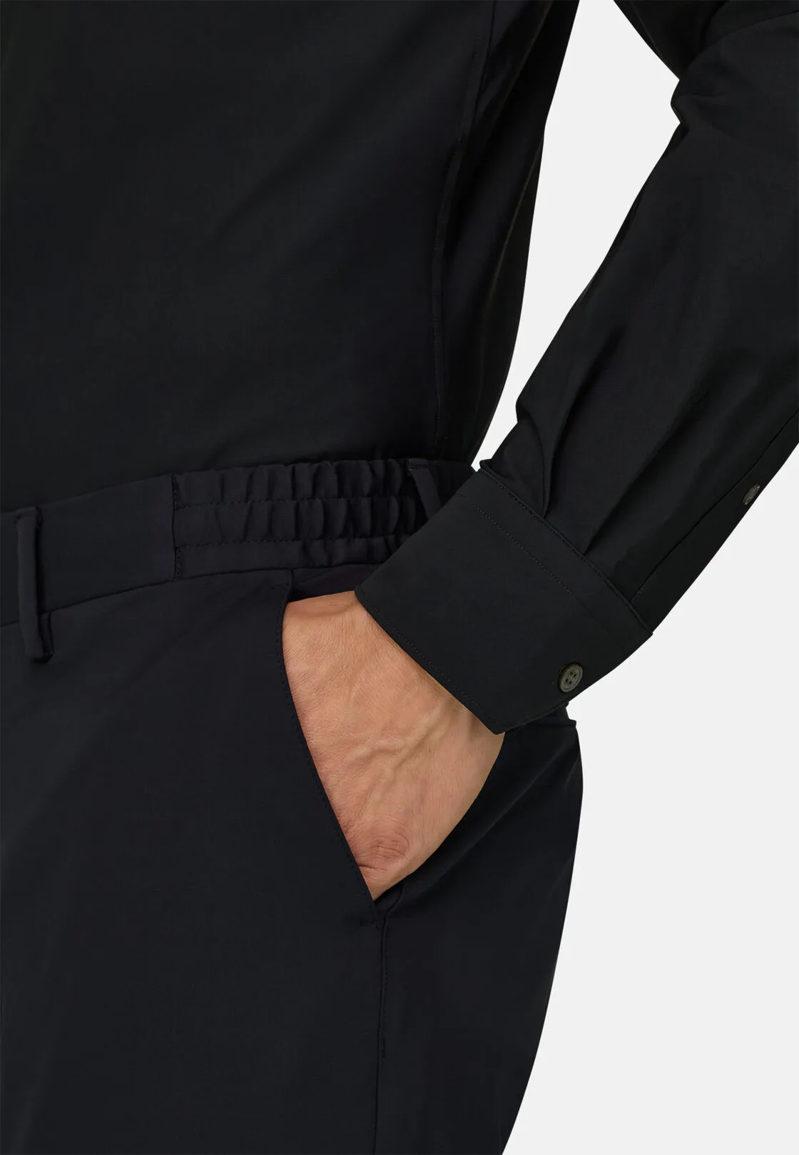 Boggi, Camicia In Nylon Elasticizzato Slim Fit, Donna, Nero, Taglia: XXXL - immagine 4