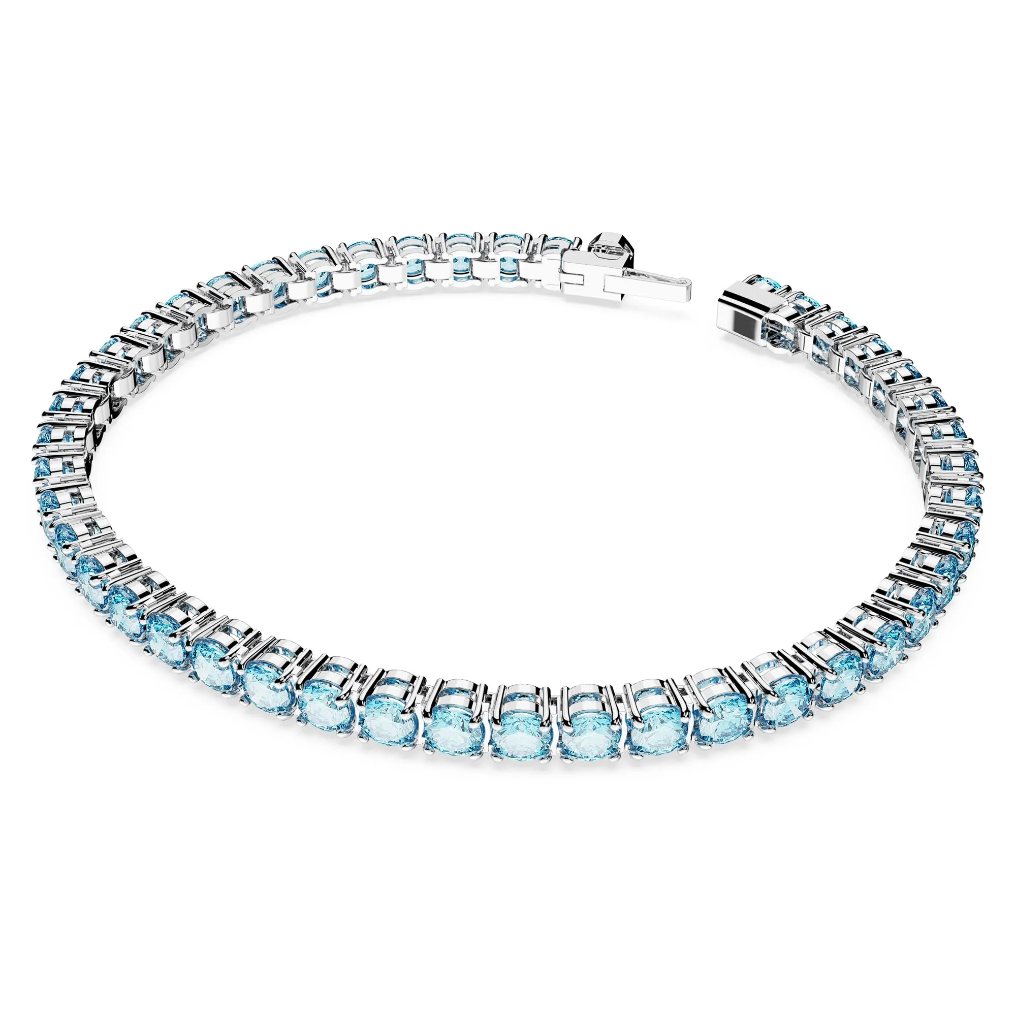 Swarovski Braccialetto Matrix Tennis, Taglio Round, Blu, Placcato rodio - immagine 2