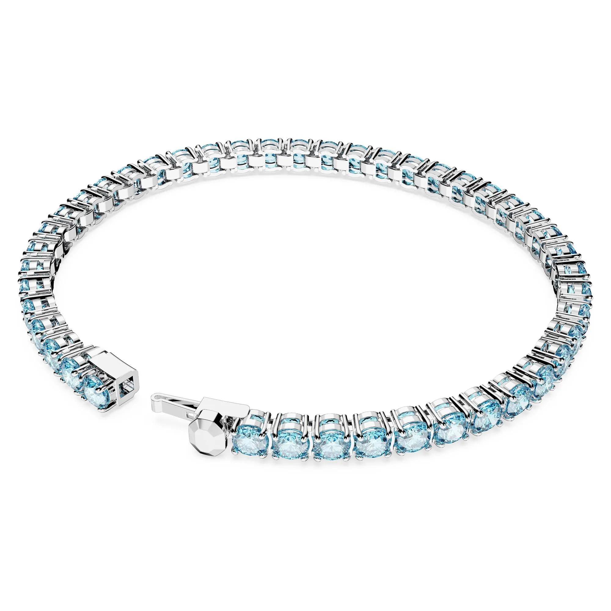 Swarovski Braccialetto Matrix Tennis, Taglio Round, Blu, Placcato rodio - immagine 4