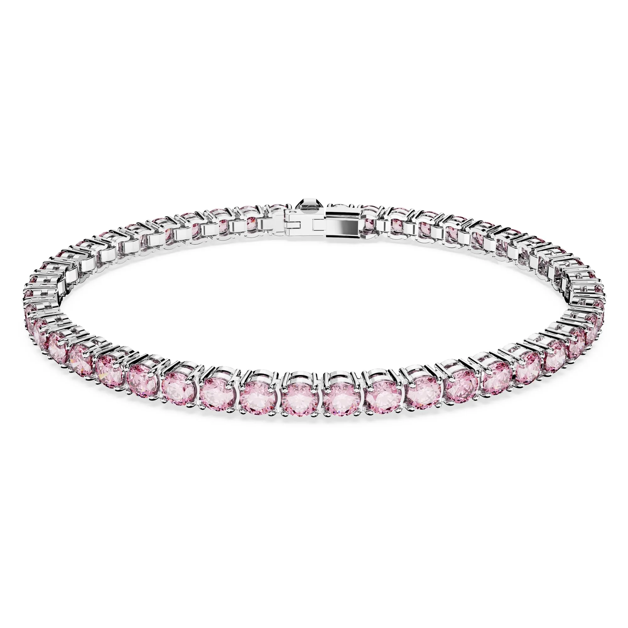 Swarovski Braccialetto Matrix Tennis, Taglio Round, Rosa, Placcato rodio - immagine 1