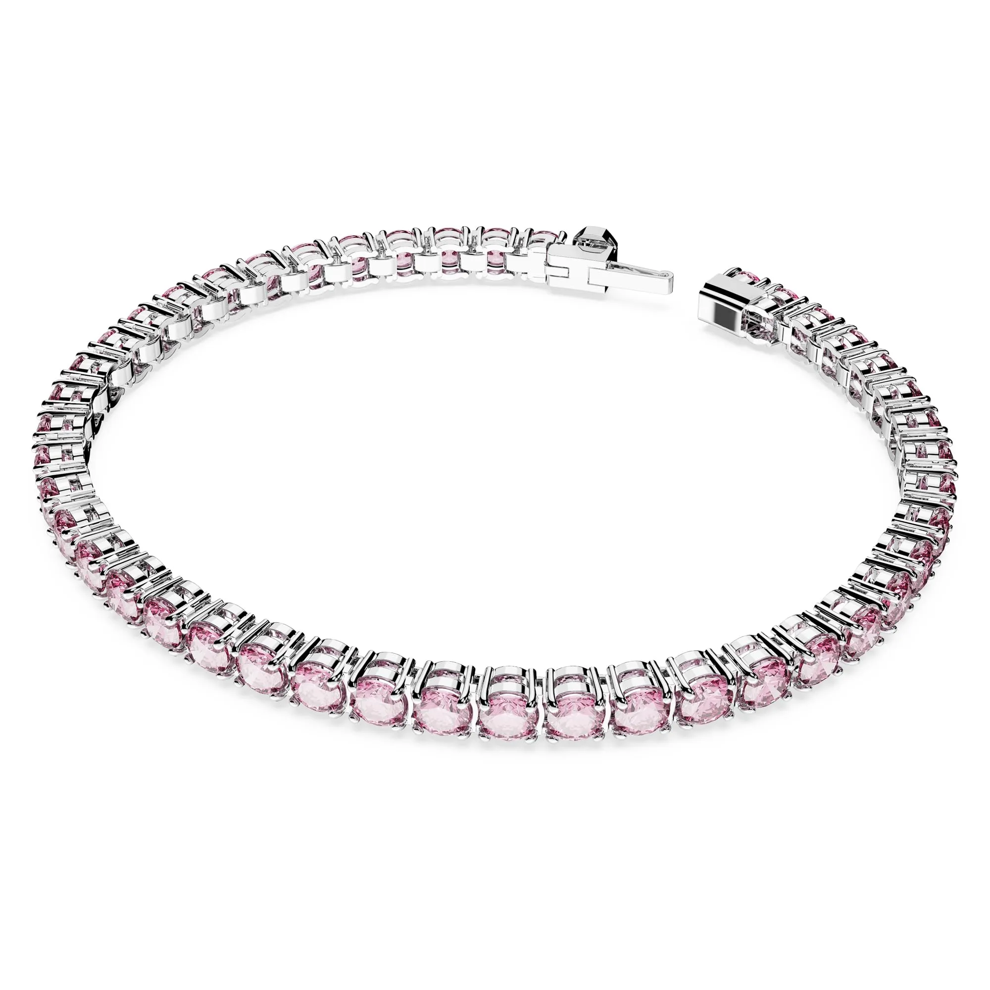 Swarovski Braccialetto Matrix Tennis, Taglio Round, Rosa, Placcato rodio - immagine 2