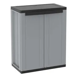 J LINE 68 Armadio plastica 2 Ante battenti Grigio chiaro e scuro (70cm) Mobile KIT - immagine 1