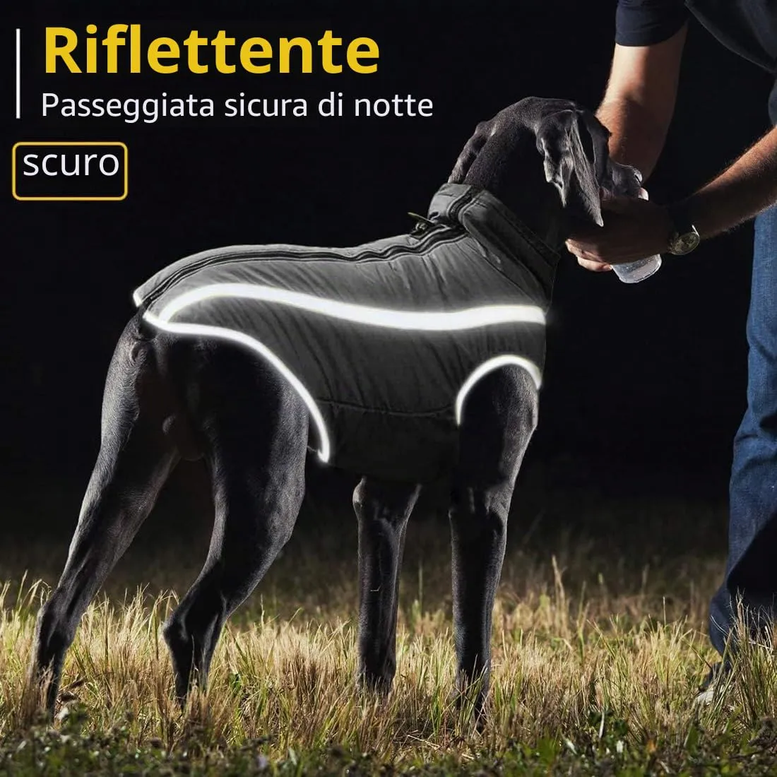 Idepet Cappotto per cani impermeabile Giacca invernale calda, Giacca per cani antivento Abbigliamento per cani Completo per cani di taglia piccola di taglia media con foro per imbracatura XL-6XL - immagine 4