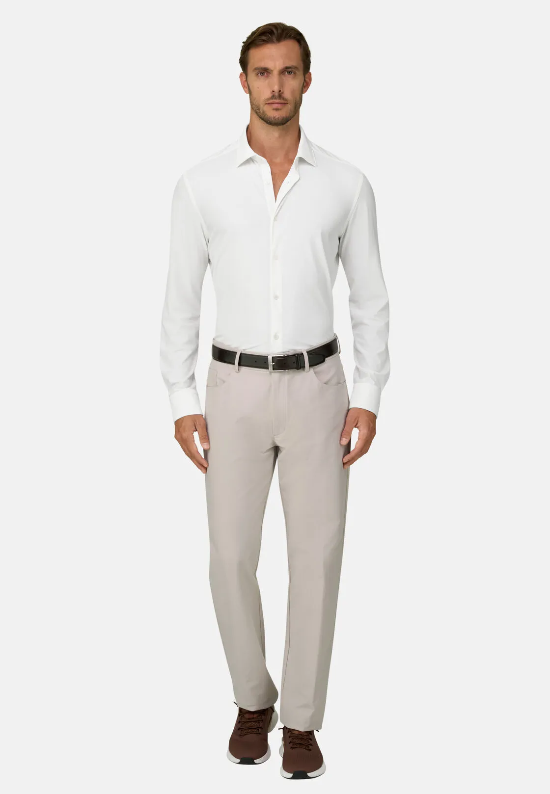 Boggi, Camicia In Nylon Elasticizzato B Tech Slim Fit, Uomo, Bianco, Taglia: XS - immagine 2