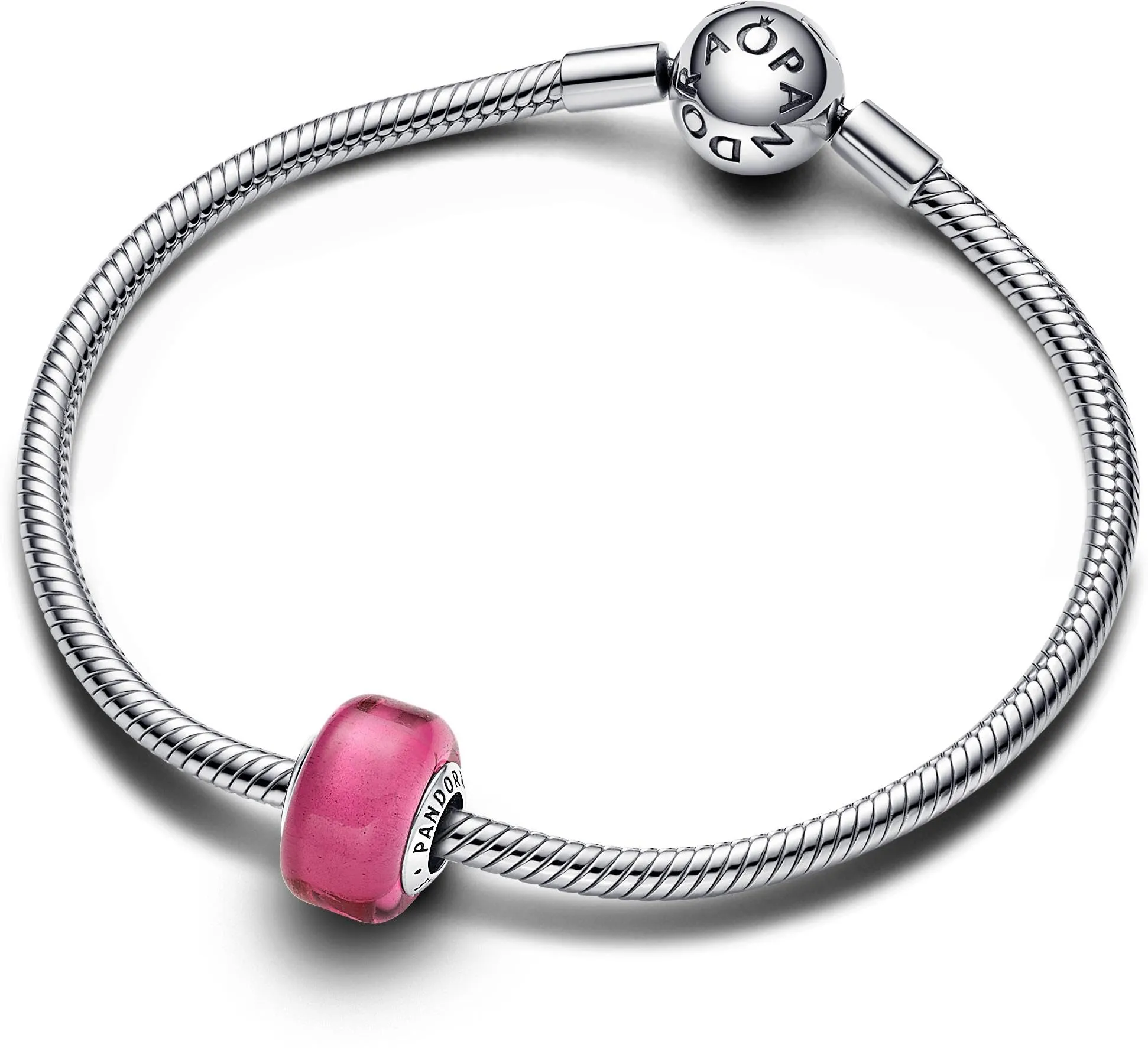 PANDORA Ciondolo Moments in argento 9 con vetro di Murano rosa - immagine 2