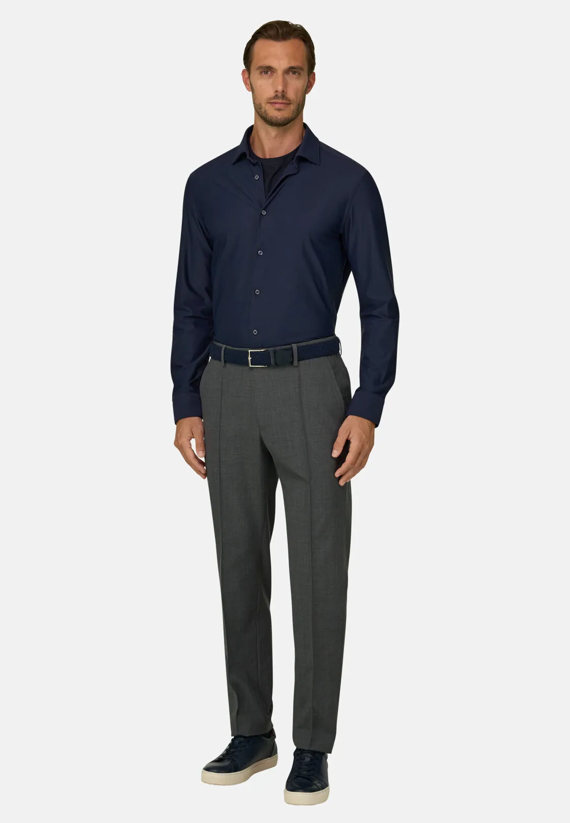 Boggi, Camicia In Nylon Elasticizzato B Tech Slim Fit, Uomo, Navy, Taglia: L - immagine 2