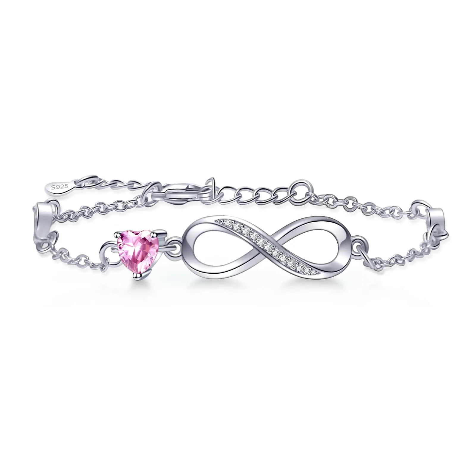 Tusuzik Bracciale Argento 925 Donna Infinito con Cuore Zirconi - immagine 1