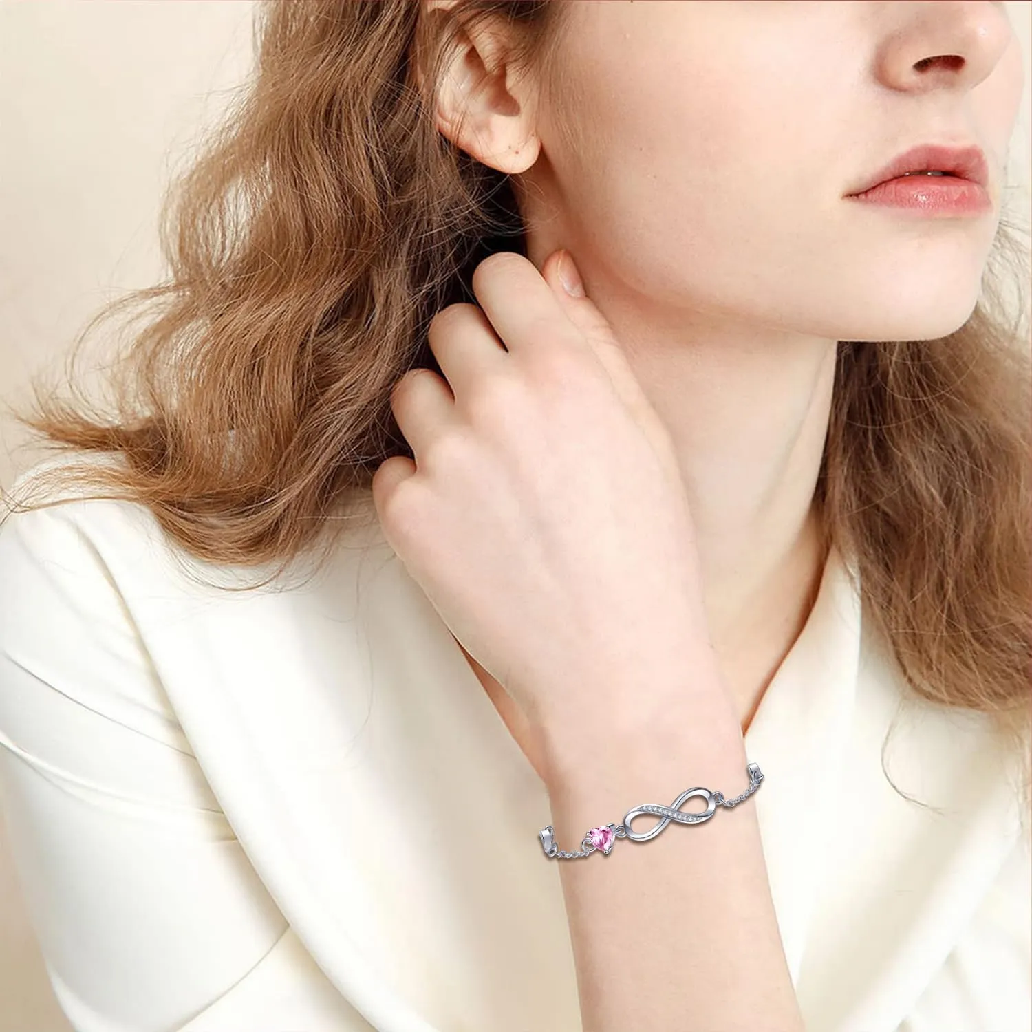 Tusuzik Bracciale Argento 925 Donna Infinito con Cuore Zirconi - immagine 2