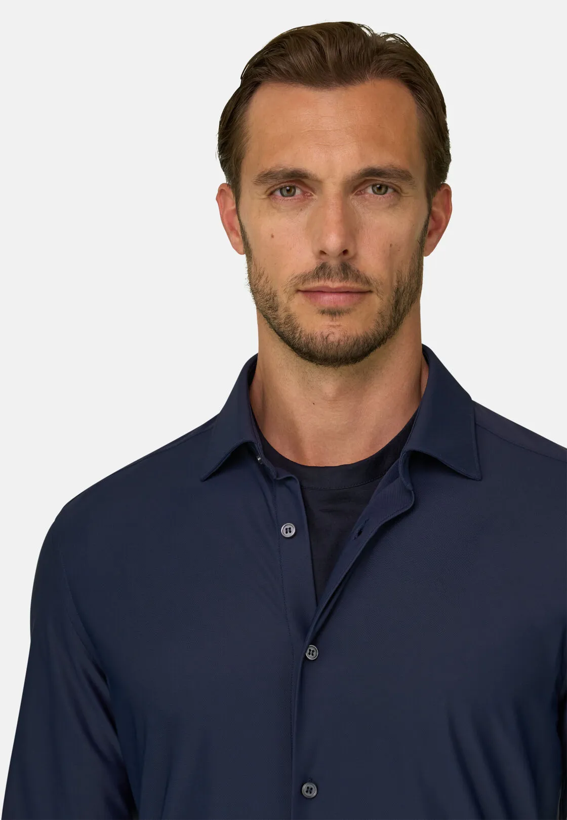 Boggi, Camicia In Nylon Elasticizzato B Tech Slim Fit, Uomo, Navy, Taglia: XL - immagine 3