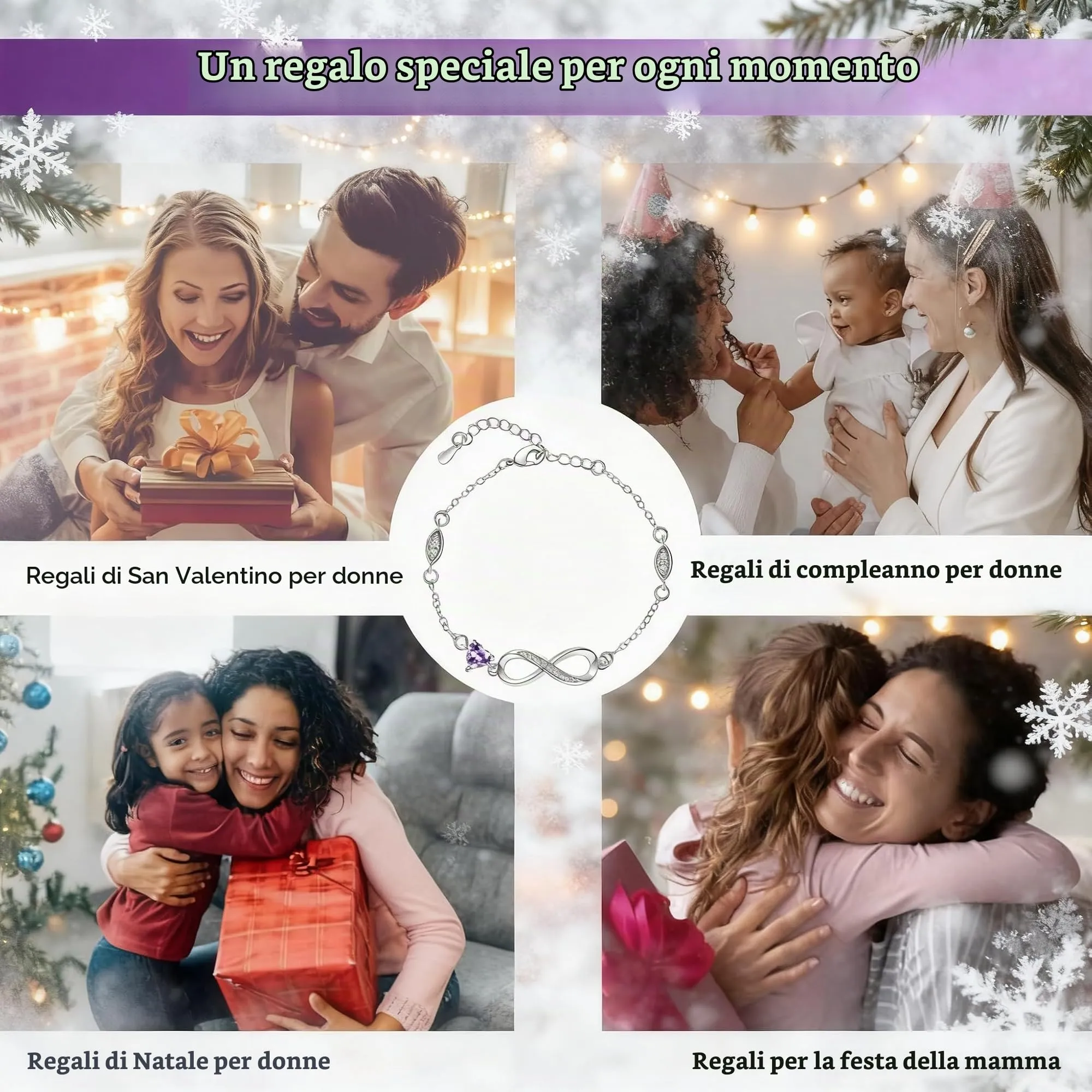 Tusuzik Bracciale Argento 925 Donna Infinito con Cuore Zirconi - immagine 7