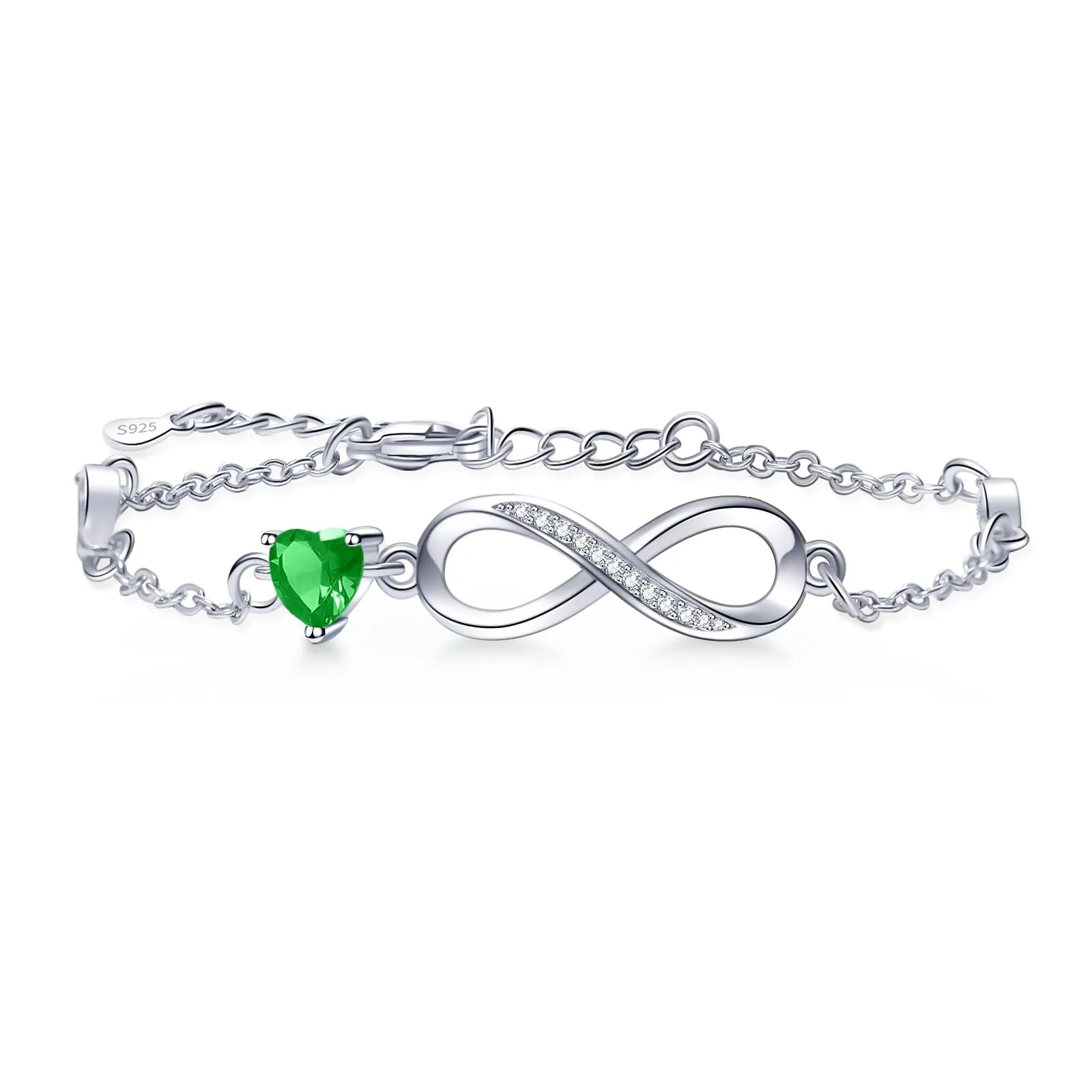 Tusuzik Bracciale Argento 925 Donna Infinito con Cuore Zirconi - immagine 1