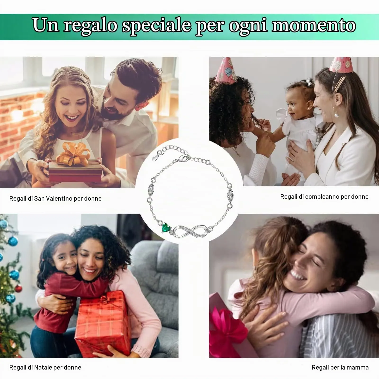 Tusuzik Bracciale Argento 925 Donna Infinito con Cuore Zirconi - immagine 7