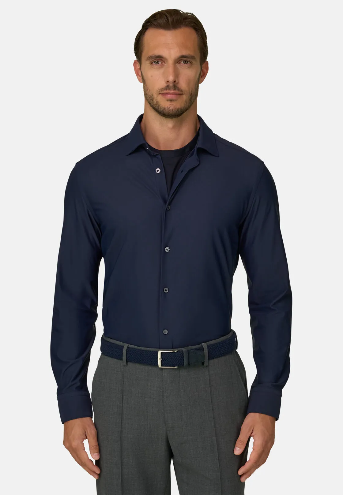 Boggi, Camicia In Nylon Elasticizzato B Tech Slim Fit, Uomo, Navy, Taglia: XXL - immagine 1