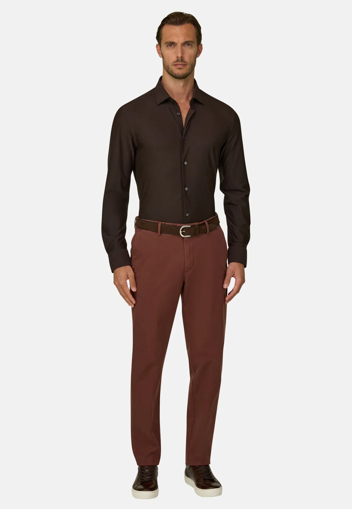 Boggi, Camicia In Nylon Elasticizzato B Tech Slim Fit, Uomo, Marrone scuro, Taglia: L - immagine 2