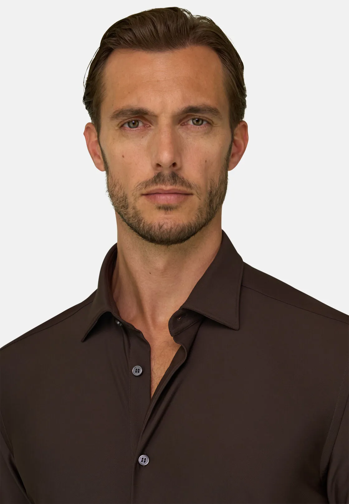 Boggi, Camicia In Nylon Elasticizzato B Tech Slim Fit, Uomo, Marrone scuro, Taglia: M - immagine 3
