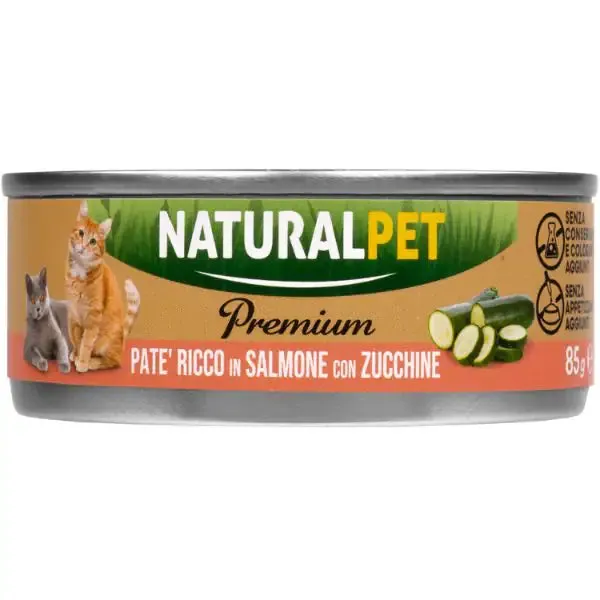 NaturalPet Premium Cat Adult Patè 85 gr Salmone con zucchine - confezione da 6 pezzi - immagine 1
