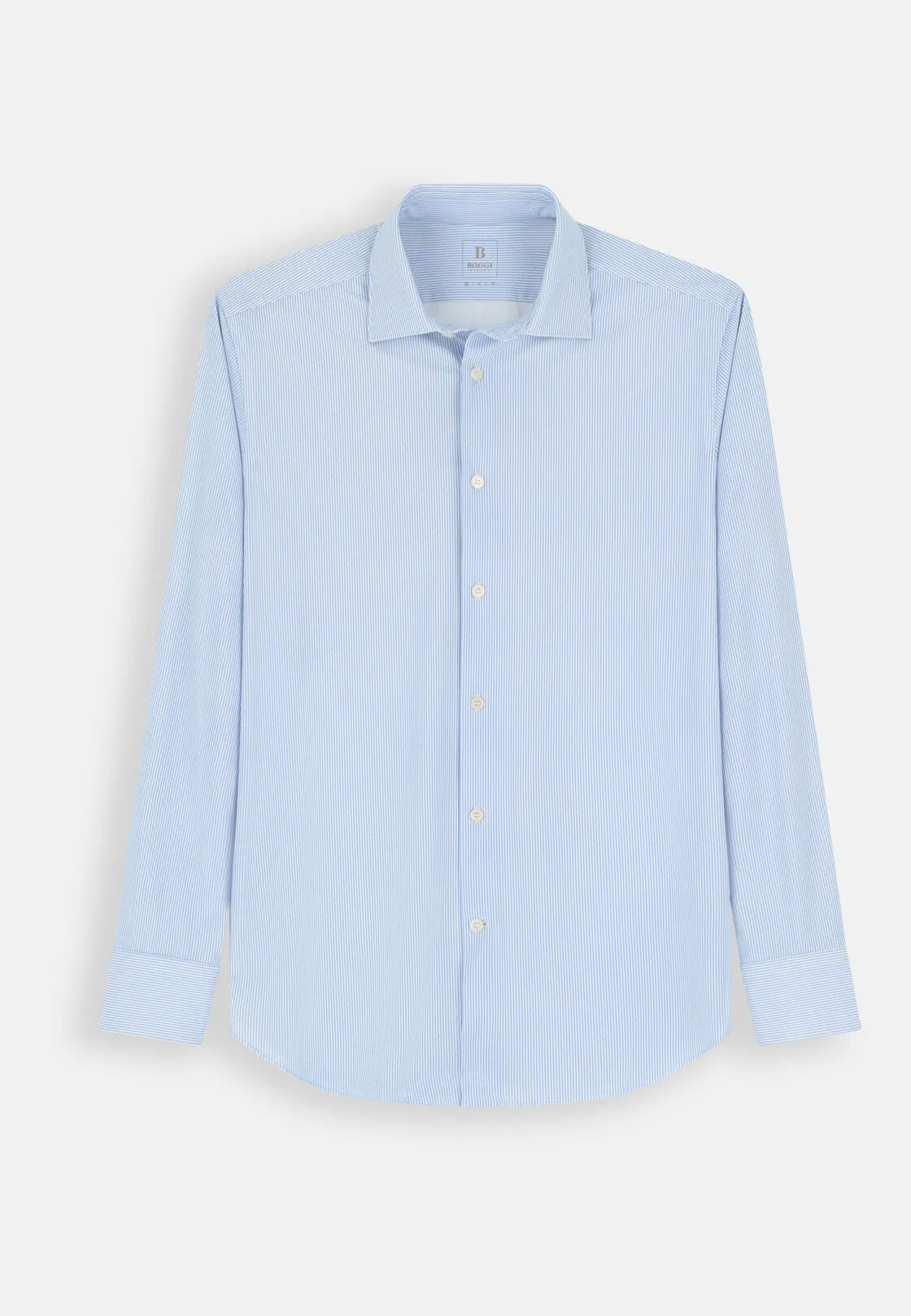 Boggi, Camicia A Righe In Nylon Elasticizzato B Tech Slim Fit, Uomo, Azzurro, Taglia: XS - immagine 6