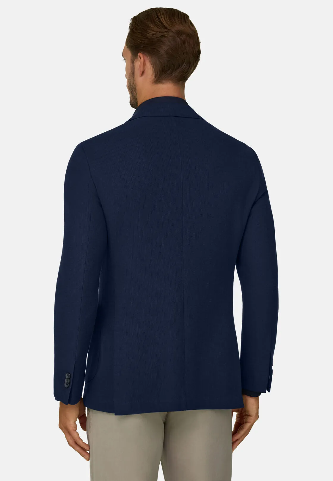 Boggi, Giacca Navy Blu In Cotone Crepe B Jersey, Donna, Navy, Taglia: 58 - immagine 4