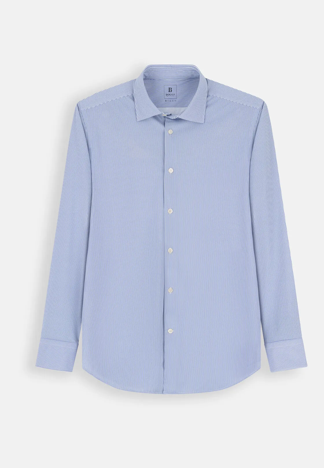 Boggi, Camicia A Righe In Nylon Elasticizzato B Tech Slim Fit, Uomo, Navy, Taglia: S - immagine 6
