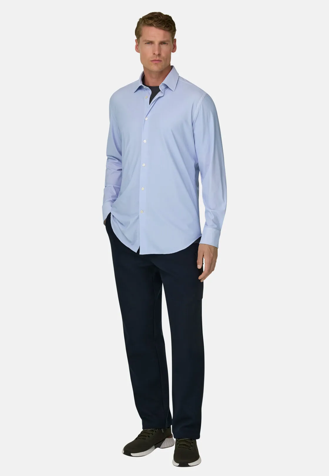 Boggi, Camicia Resca In Nylon Elasticizzato Slim Fit B Tech, Uomo, Azzurro, Taglia: XXL - immagine 2