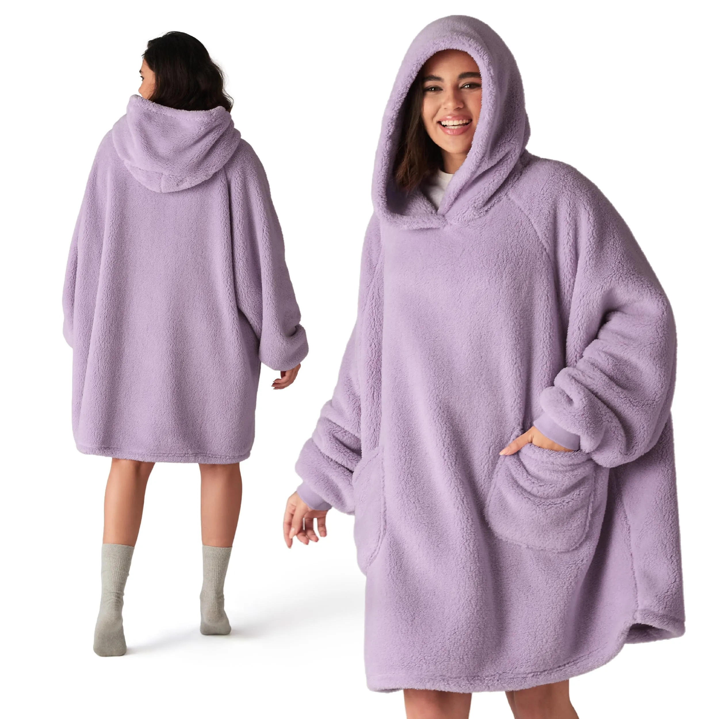 Bedsure Coperta con Cappuccio e Maniche Regalo Lavanda - 95x85cm - immagine 1