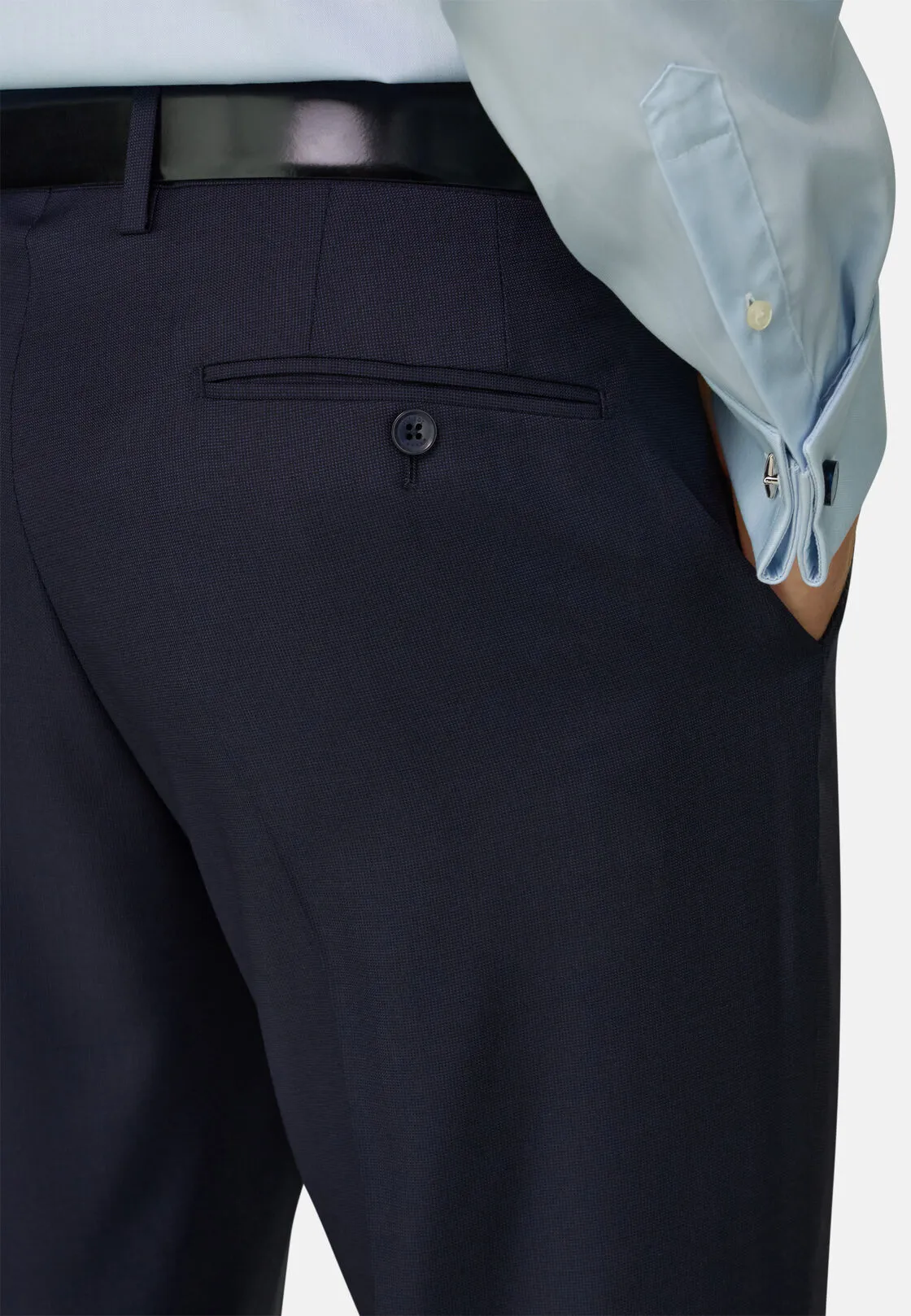 Boggi, Pantaloni Occhio Di Pernice In Lana, Uomo, Navy, Taglia: 46 - immagine 3