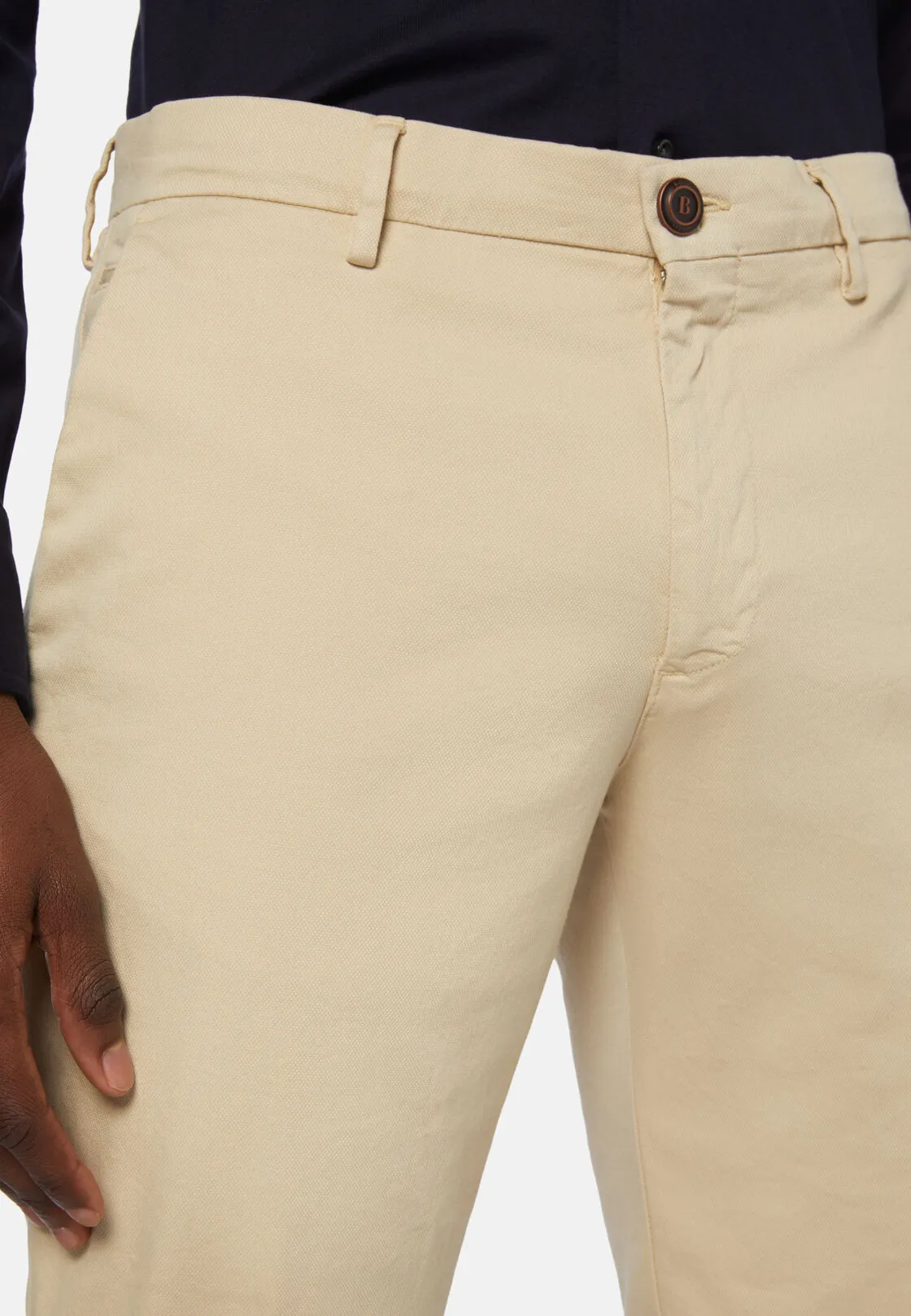 Boggi, Pantaloni In Cotone Tencel Elasticizzato, Uomo, Sabbia, Taglia: 31 - immagine 4
