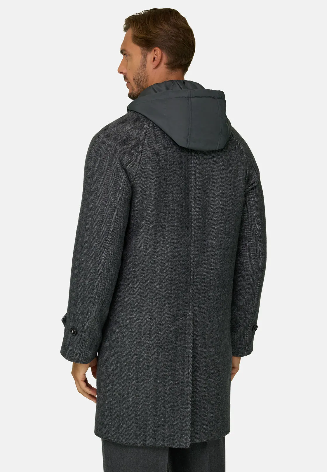 Boggi, Cappotto Mono Petto In Misto Lana, Uomo, Grigio scuro, Taglia: 48 - immagine 4