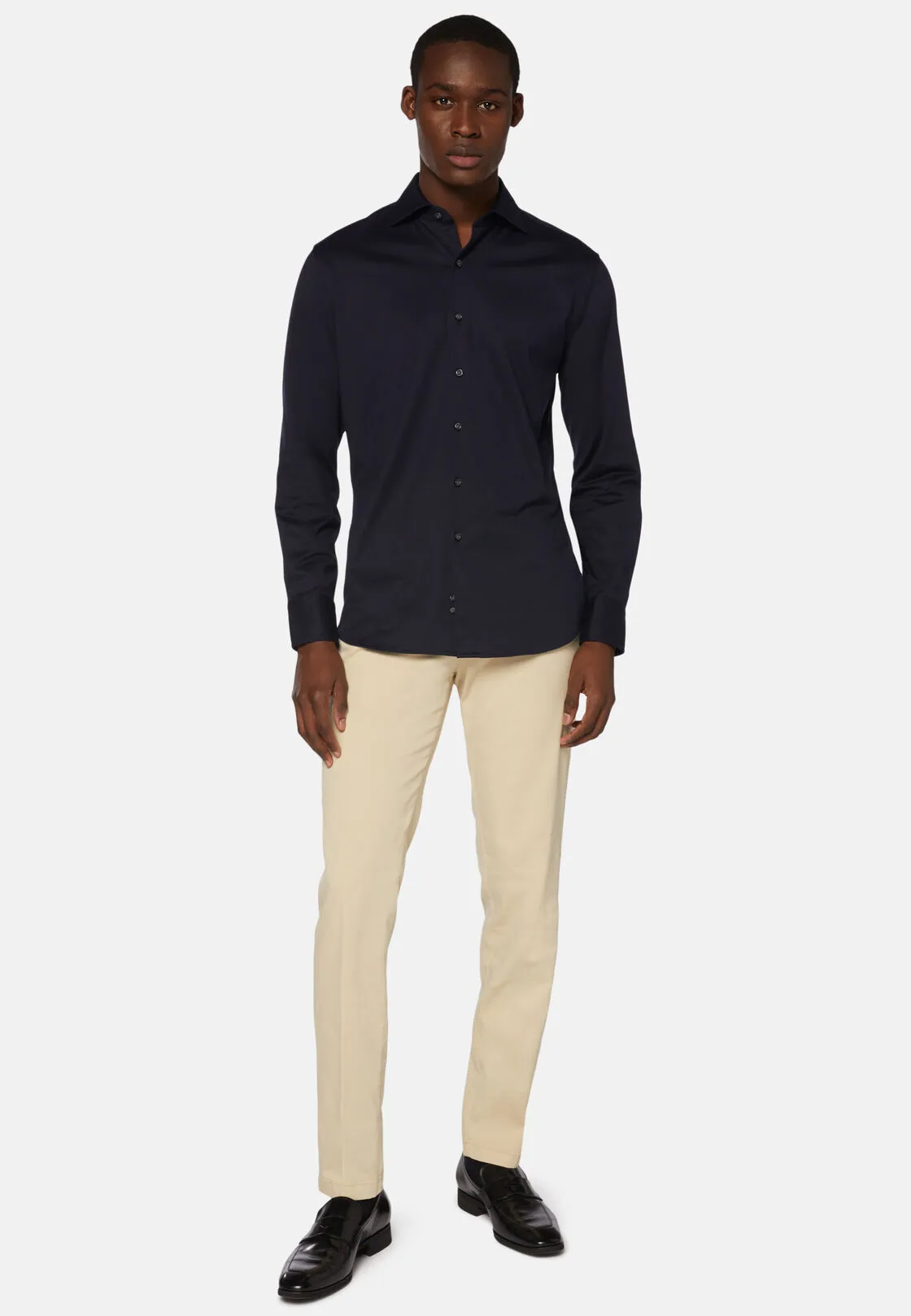 Boggi, Pantaloni In Cotone Tencel Elasticizzato, Uomo, Sabbia, Taglia: 36 - immagine 2