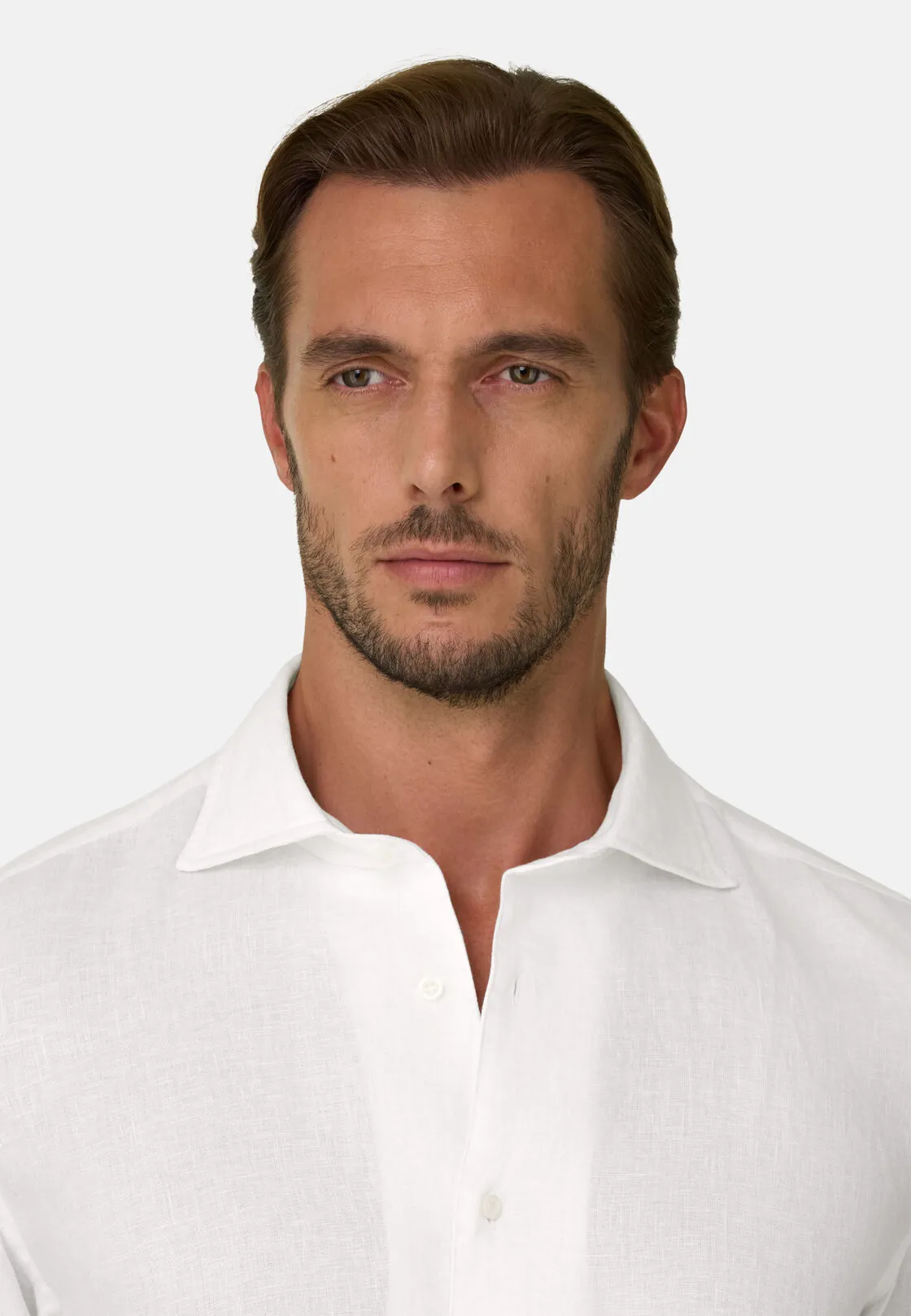 Boggi, Camicia Bianca In Lino Regular Fit, Uomo, Bianco, Taglia: M - immagine 4