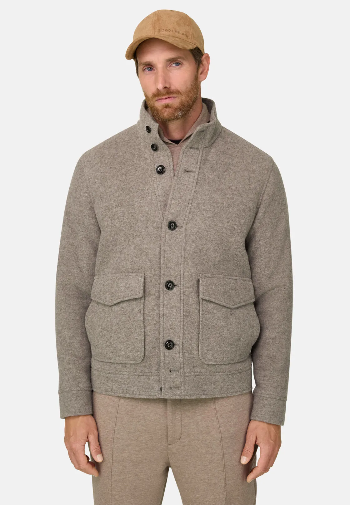 Boggi, Giubbotto In Misto Lana Cashmere Melange, Uomo, Grigio, Taglia: L - immagine 1