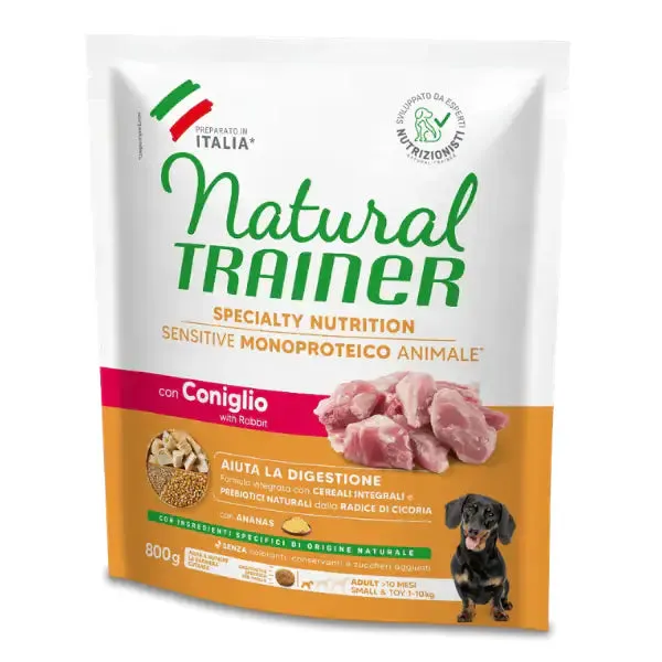 Natural Trainer Speciality Nutrition Sensitive Monoproteico Small&Toy Adult con Coniglio e cereali integrali 800 gr - Crocchette monoproteiche cane - immagine 1