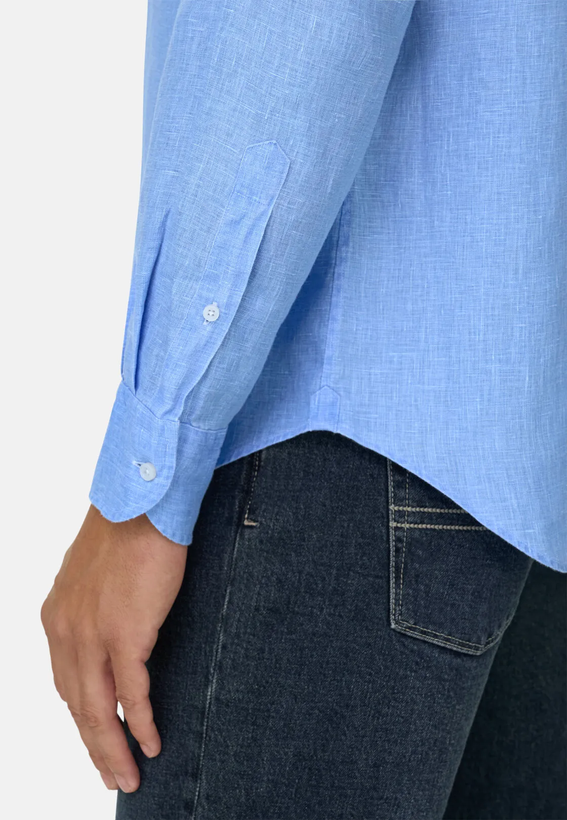 Boggi, Camicia Azzurra In Lino Regular Fit, Uomo, Azzurro, Taglia: M - immagine 4
