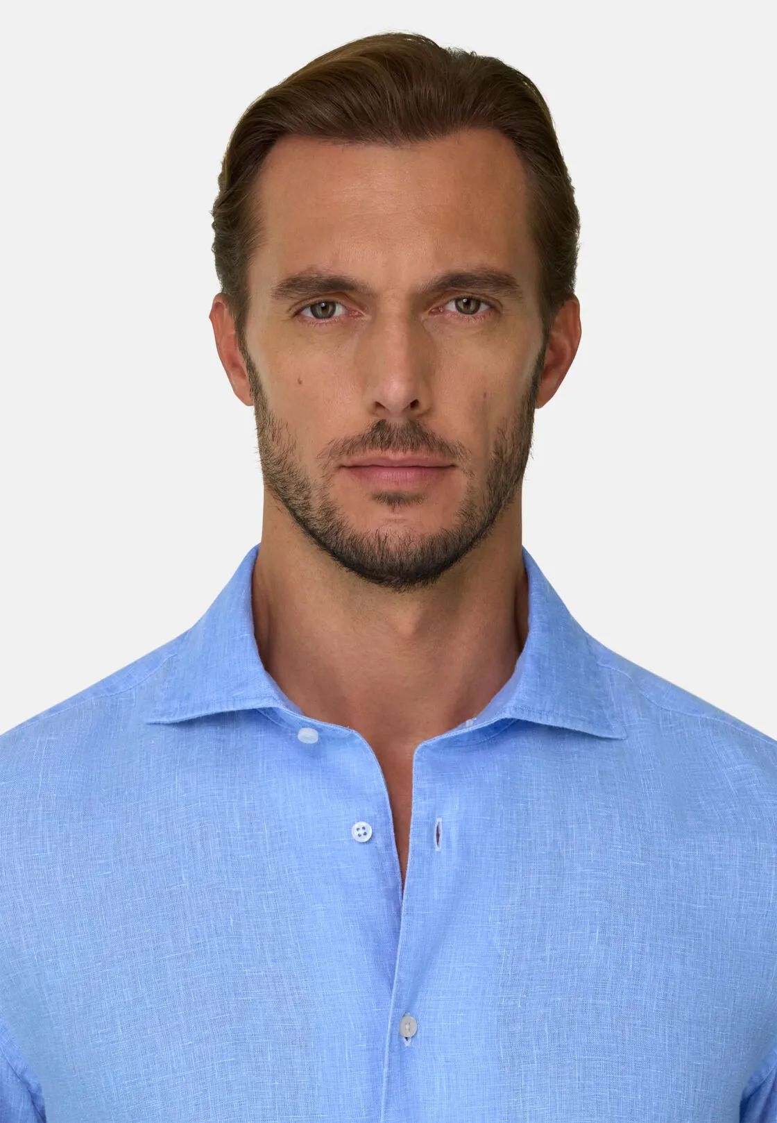 Boggi, Camicia Azzurra In Lino Regular Fit, Uomo, Azzurro, Taglia: XXL - immagine 3